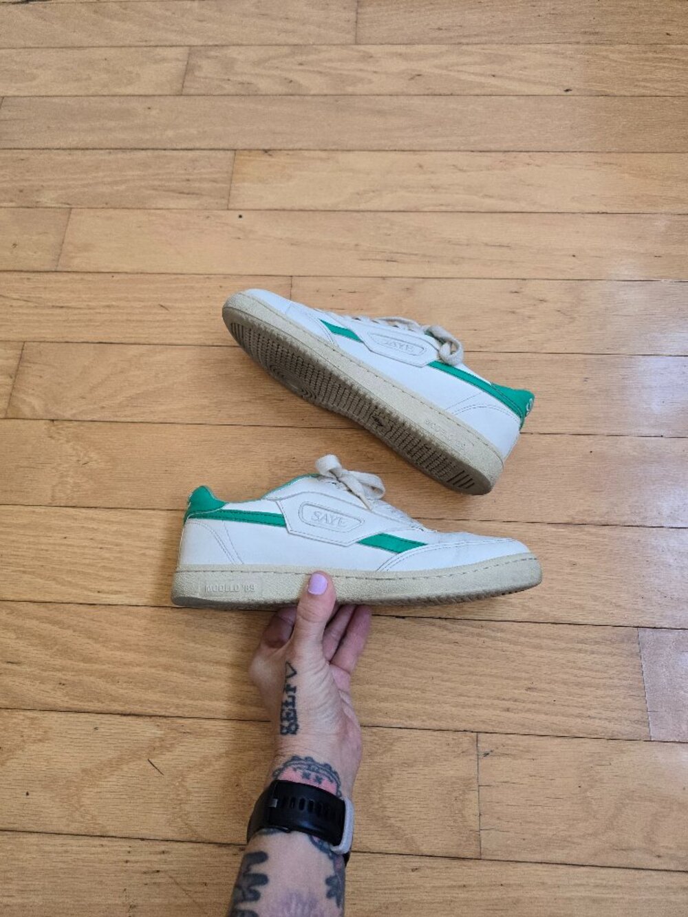 SAYE | Modelo '89 Cream Green Retro Sporty Sneakers | WMS 7.5